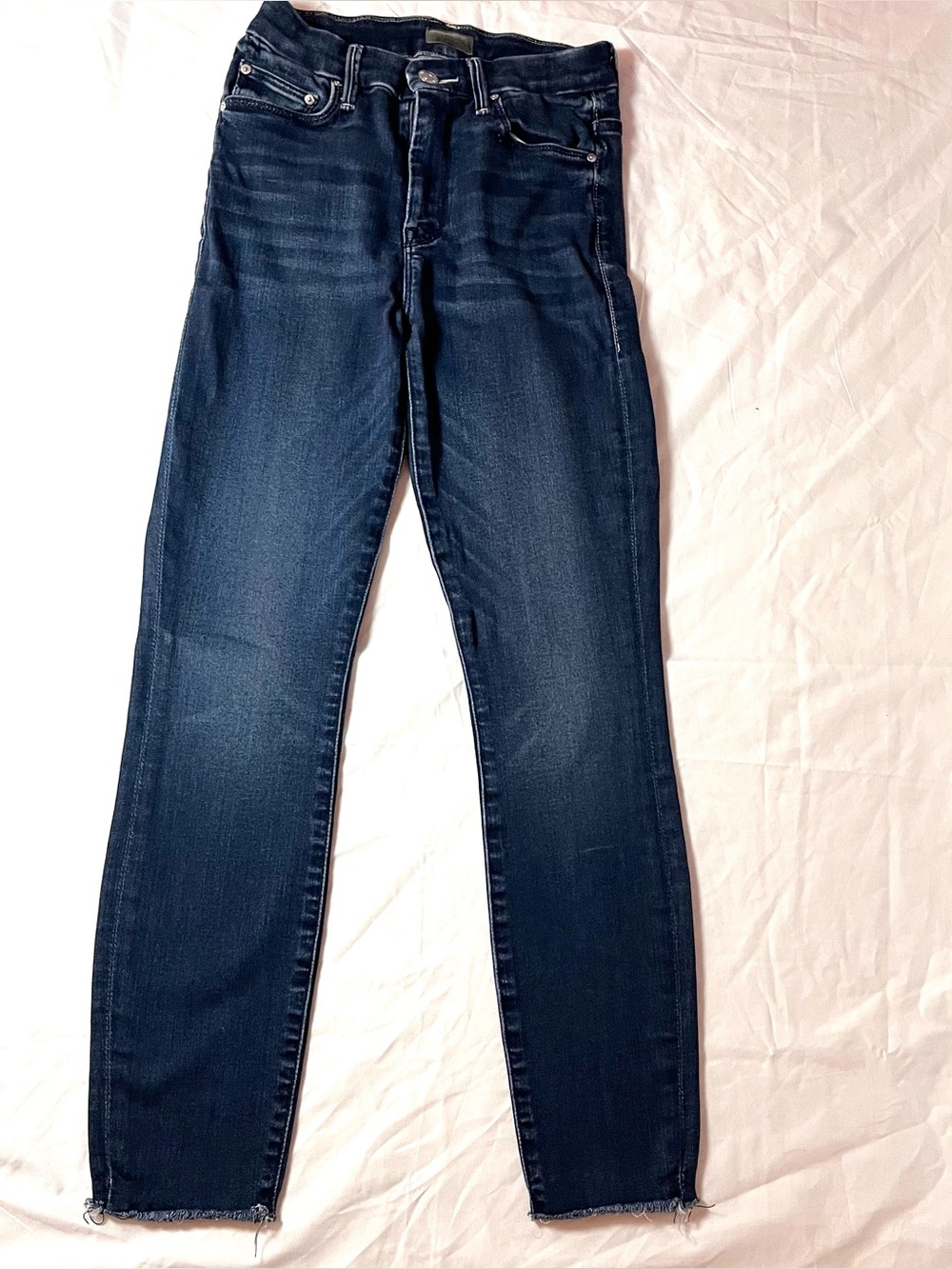 MOTHER High Waisted Looker Ankle Fray Jeans 24 Tongue In Chic Skinny